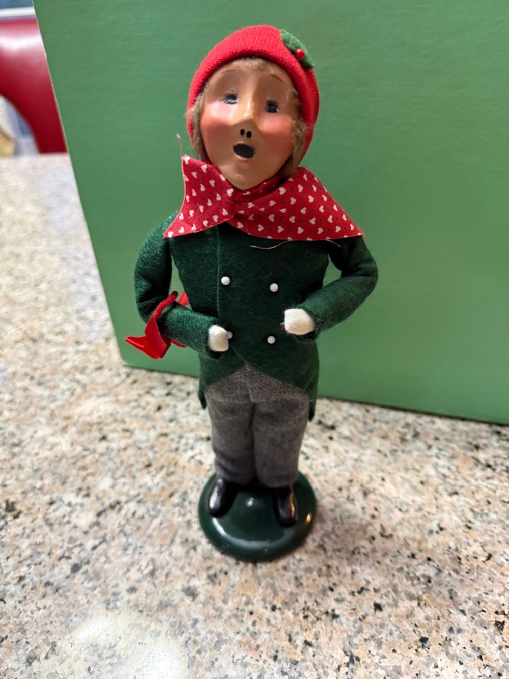 Holiday Caroler Elf Figurine - Red & Green Christmas Decor
